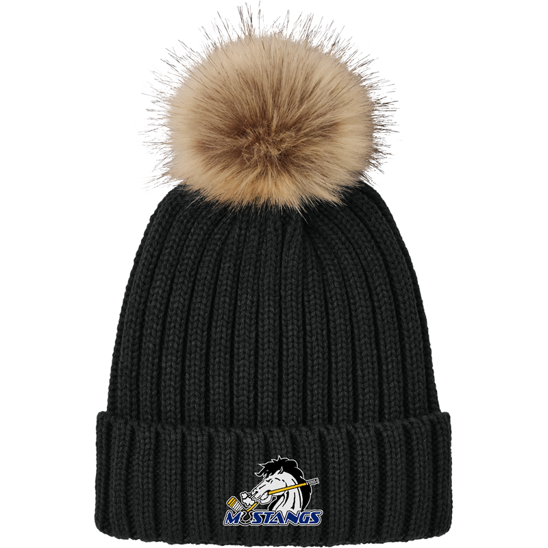 Mid-State Mustangs Faux Fur Pom Beanie